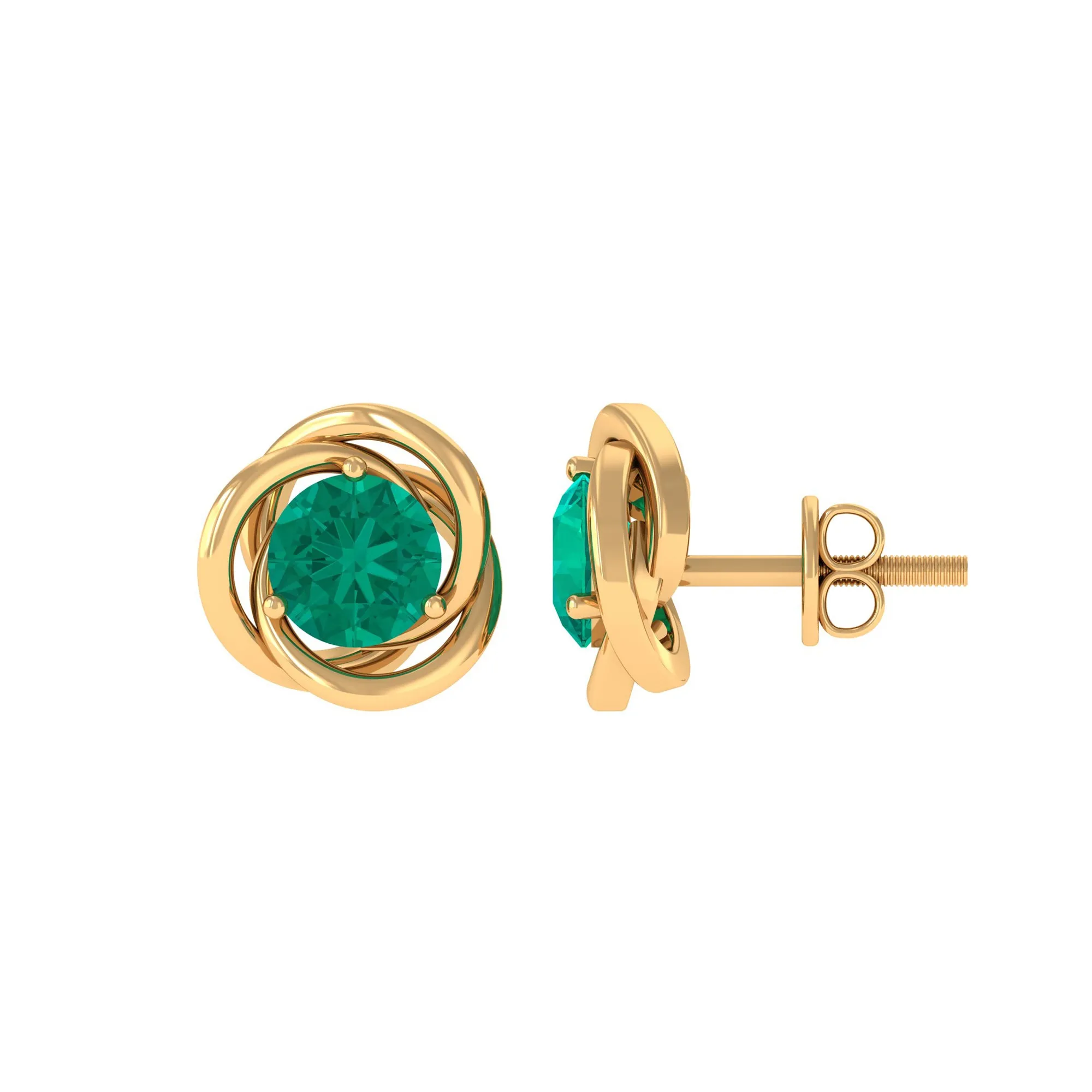 1 CT Emerald Classic Stud Earrings for Women