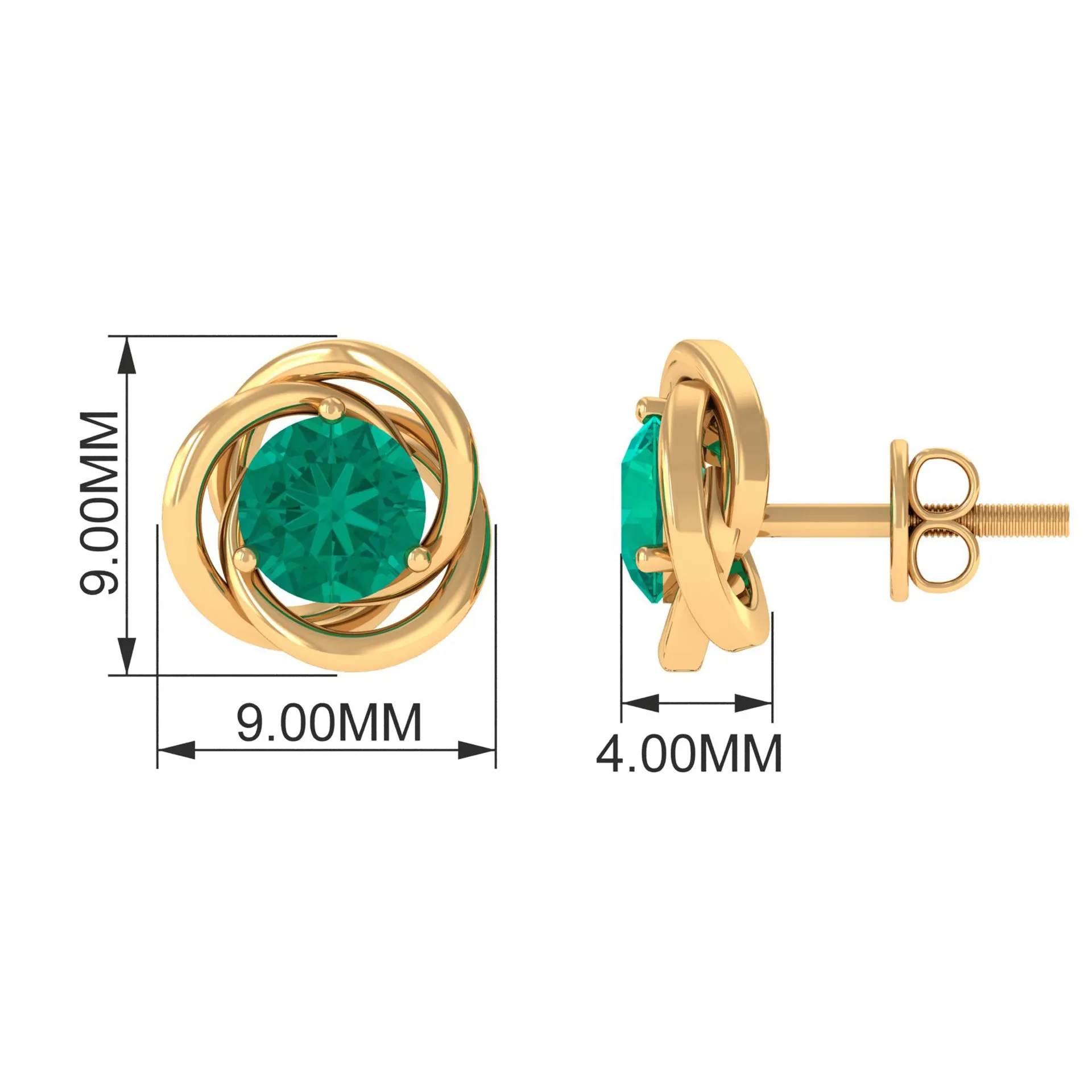 1 CT Emerald Classic Stud Earrings for Women