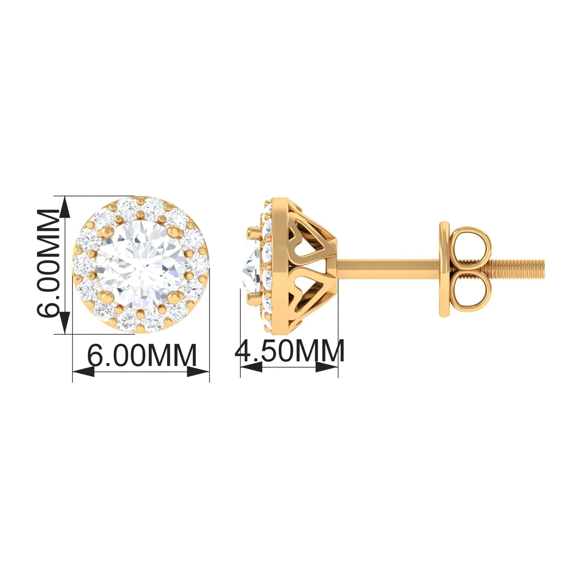 1 CT Zircon Classic Halo Stud Earrings