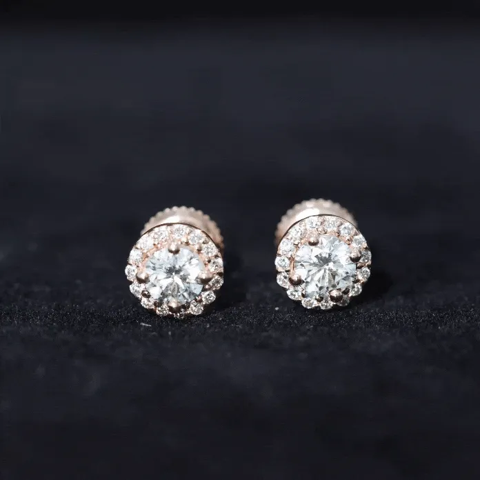 1 CT Zircon Classic Halo Stud Earrings