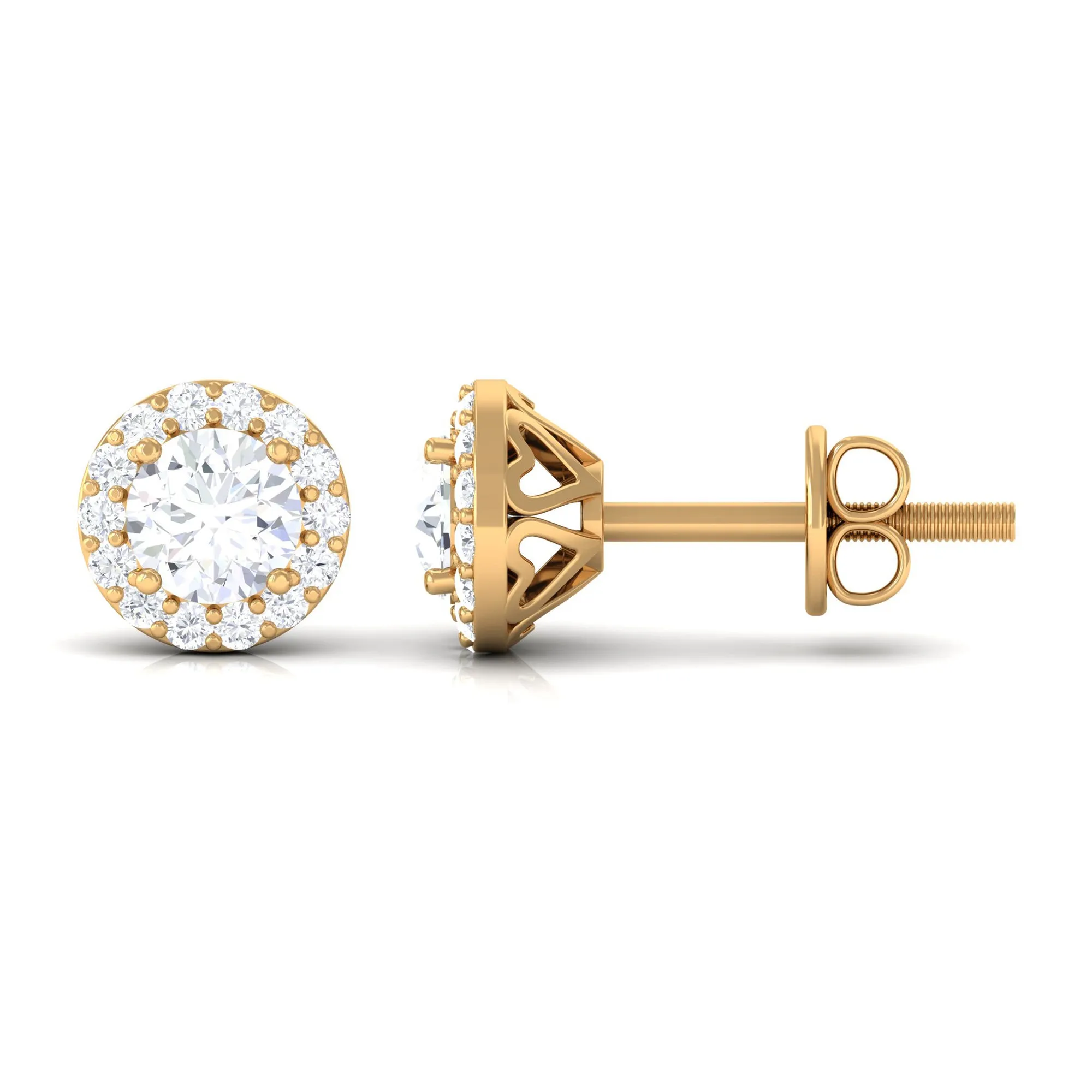 1 CT Zircon Classic Halo Stud Earrings