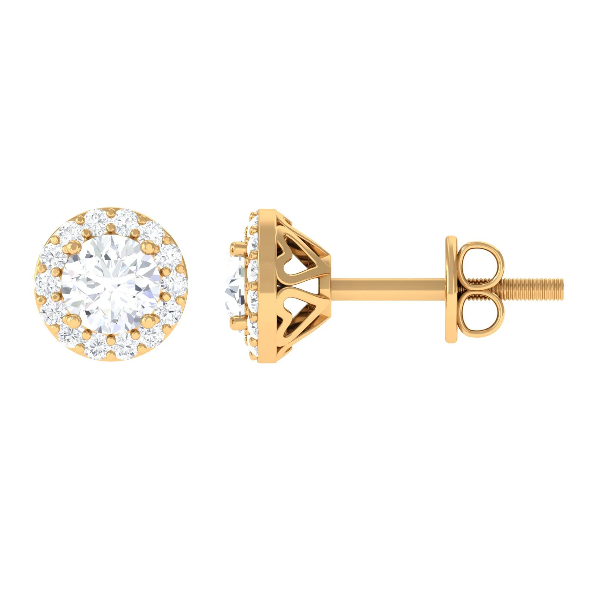 1 CT Zircon Classic Halo Stud Earrings