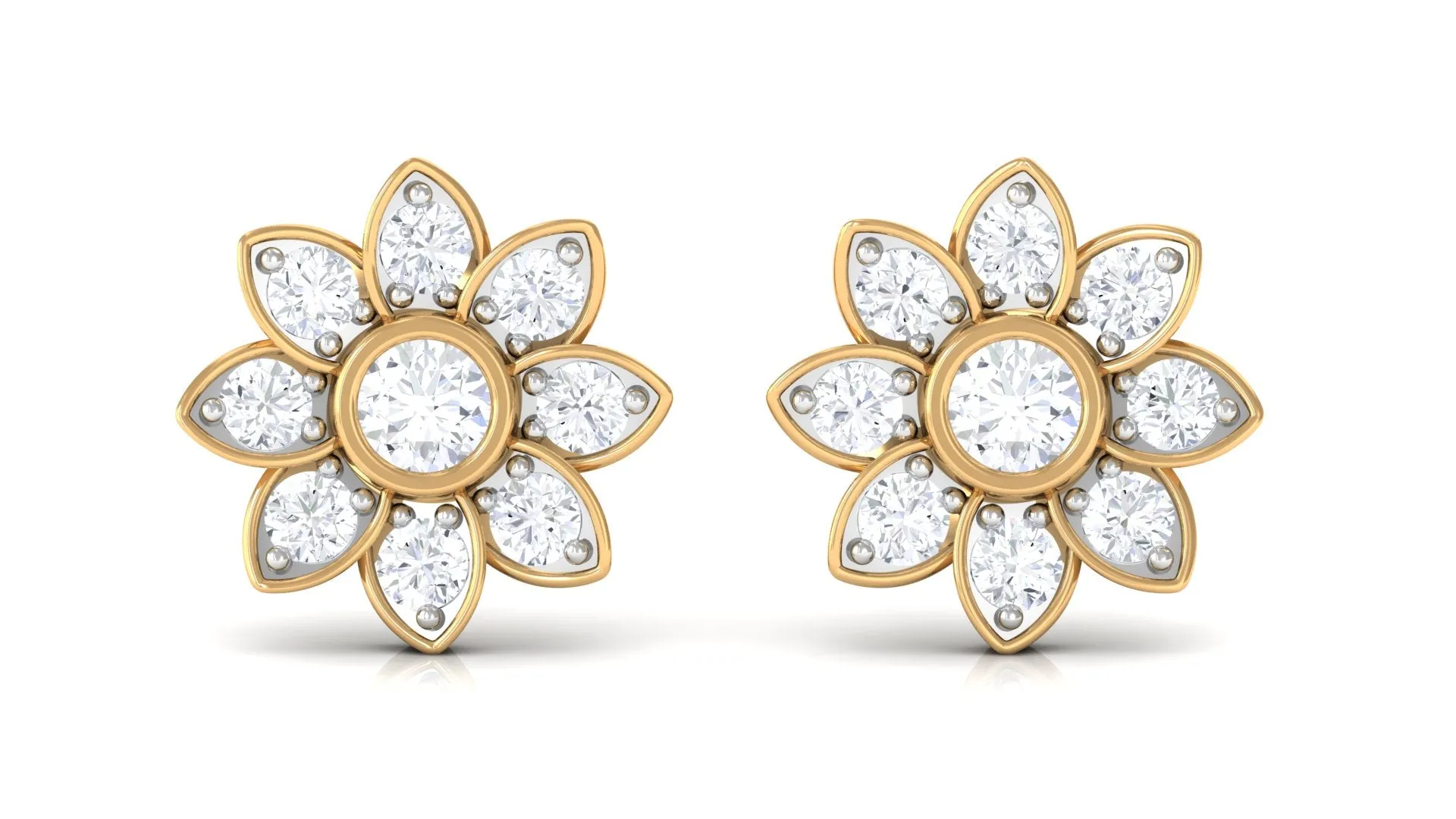 1/2 CT Diamond Flower Stud Earrings in Prong Setting