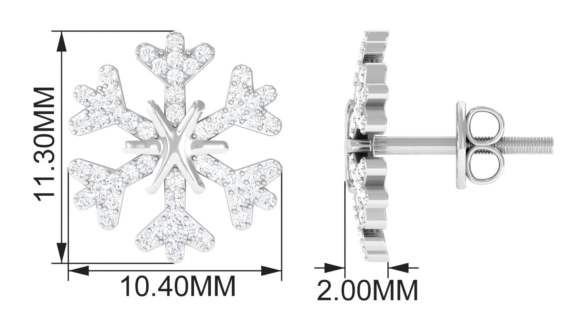 1/2 CT Snowflake Diamond Stud Earrings for Women