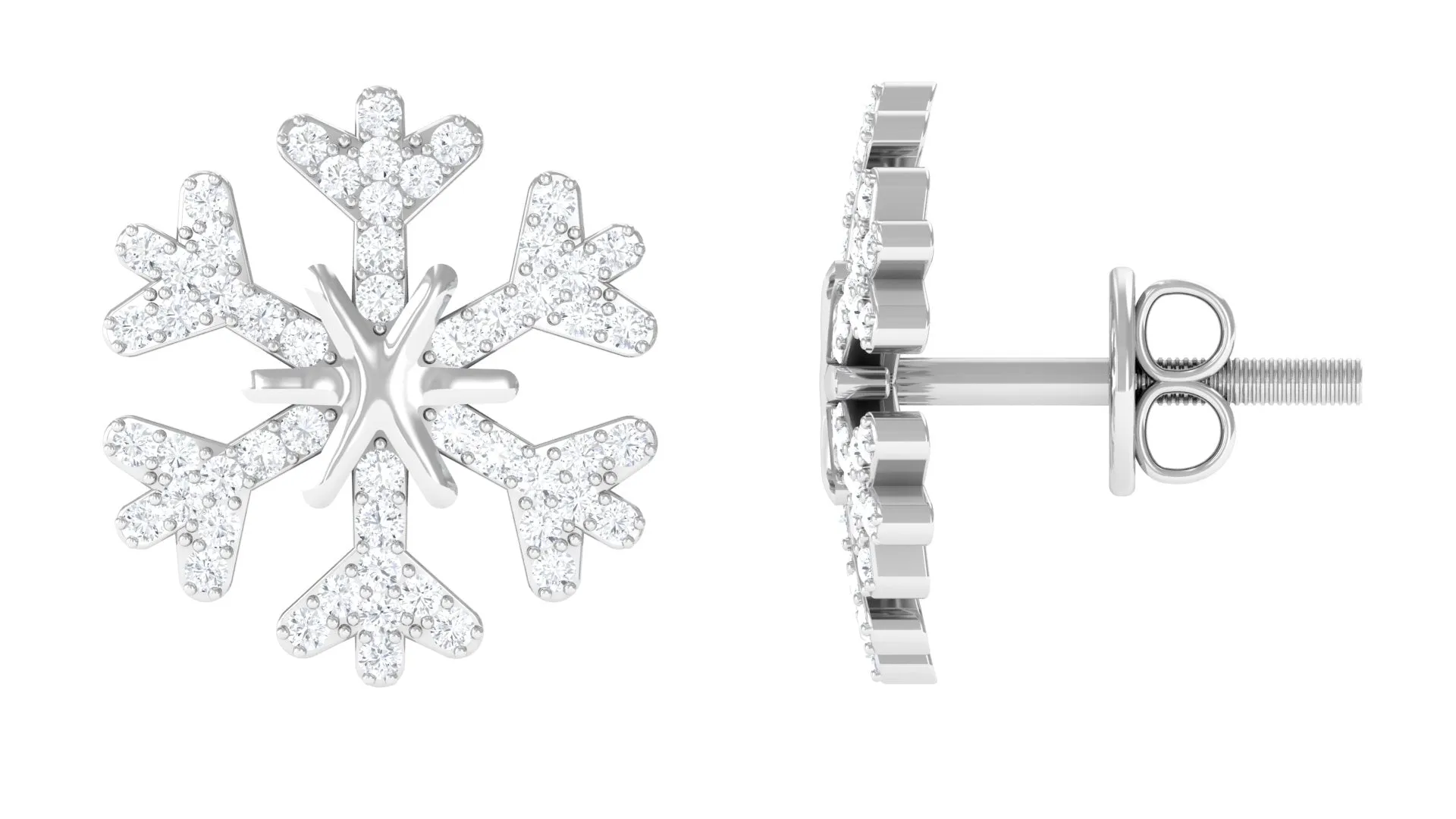 1/2 CT Snowflake Diamond Stud Earrings for Women