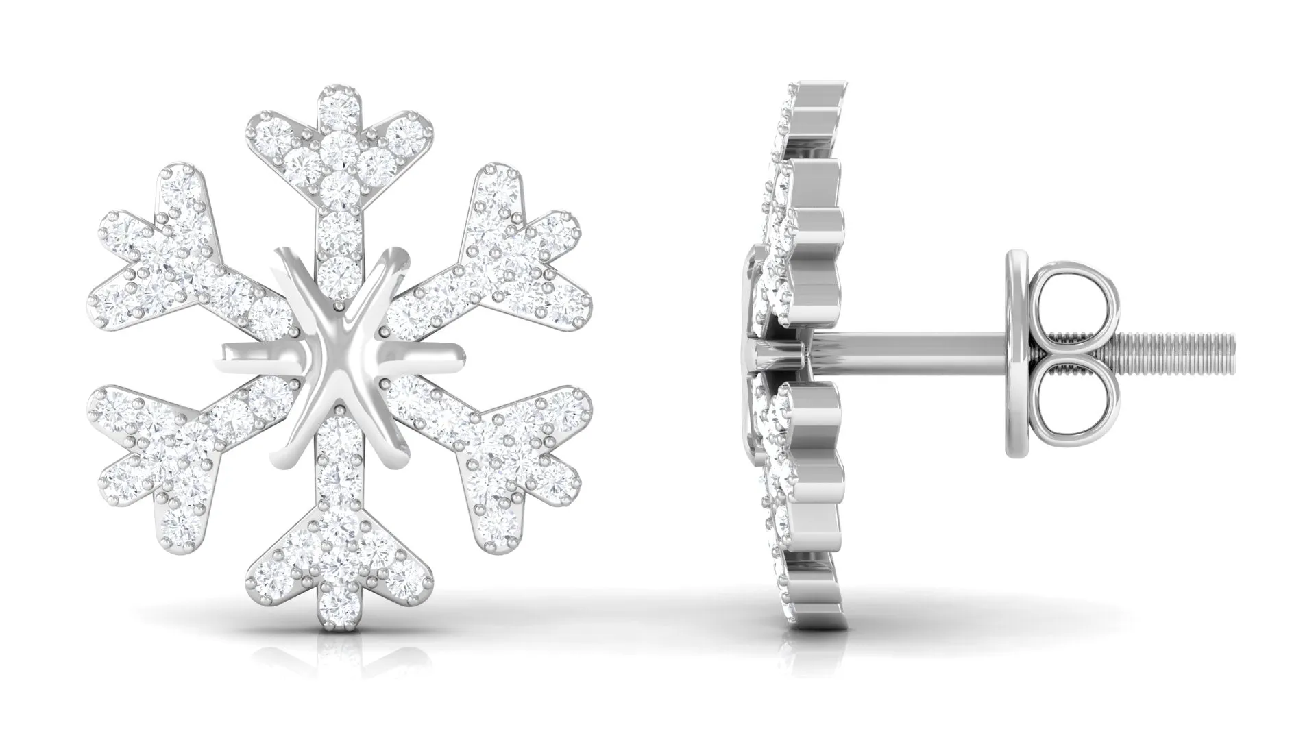 1/2 CT Snowflake Diamond Stud Earrings for Women