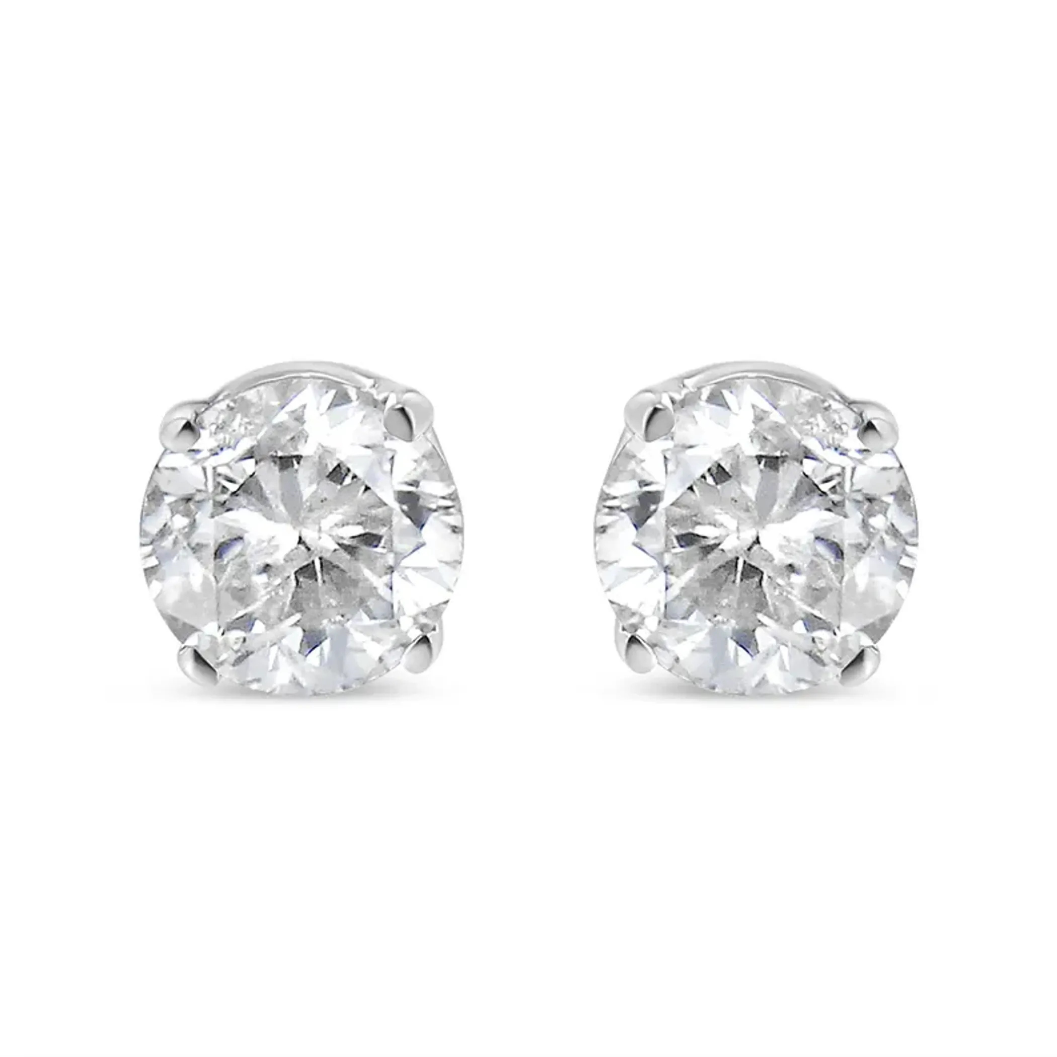 14K White Gold 1/5 Cttw Round Brilliant-Cut Near Colorless Diamond Classic 4-Prong Stud Earrings (H-I Color, VS1-VS2 Clarity)