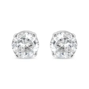 14K White Gold 1/5 Cttw Round Brilliant-Cut Near Colorless Diamond Classic 4-Prong Stud Earrings (H-I Color, VS1-VS2 Clarity)