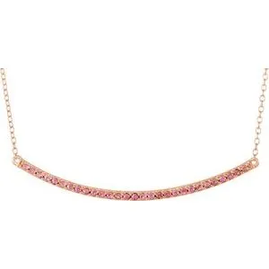 14K Yellow Natural Pink Sapphire Bar 16-18" Necklace