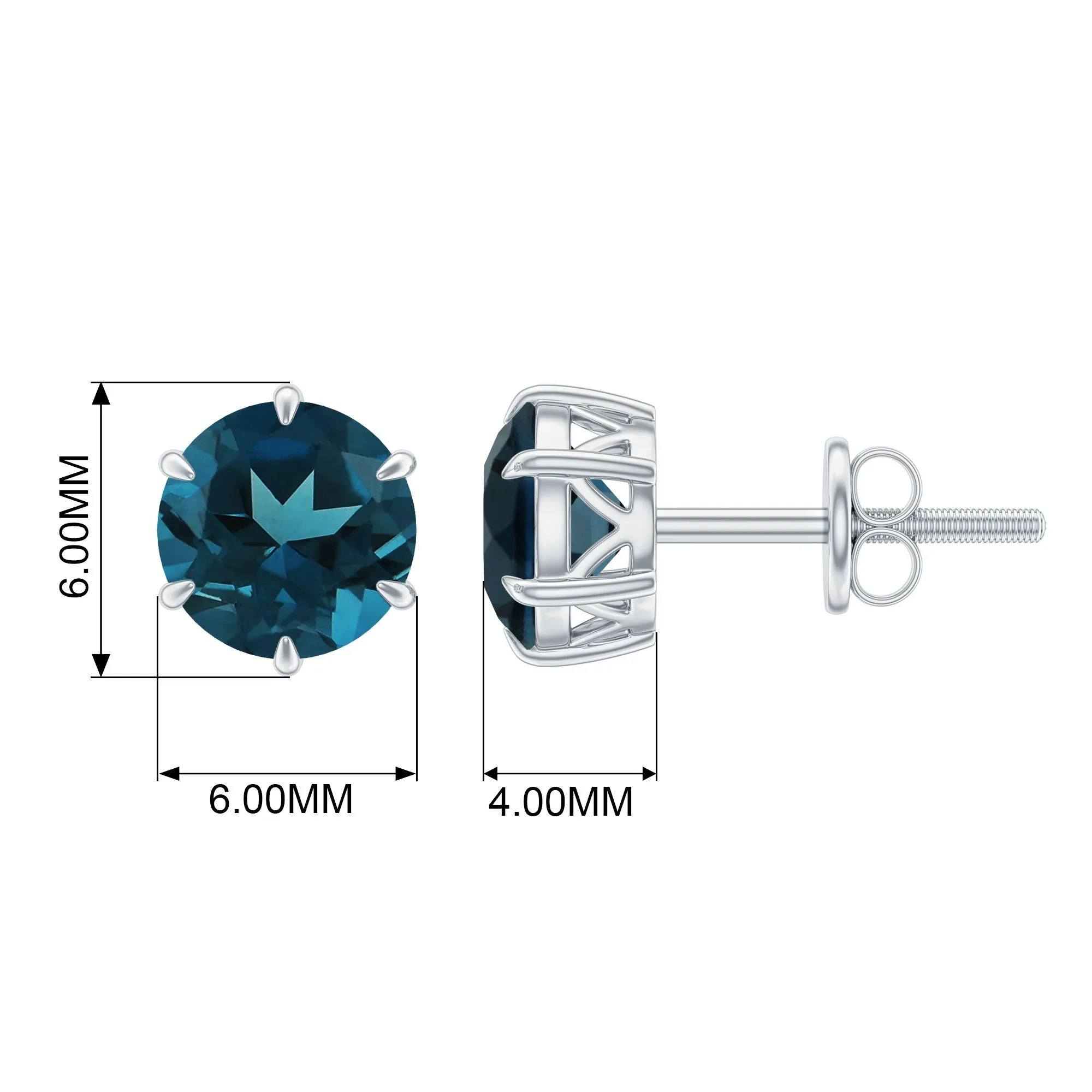 1.50 CT London Blue Topaz Solitaire Stud Earrings