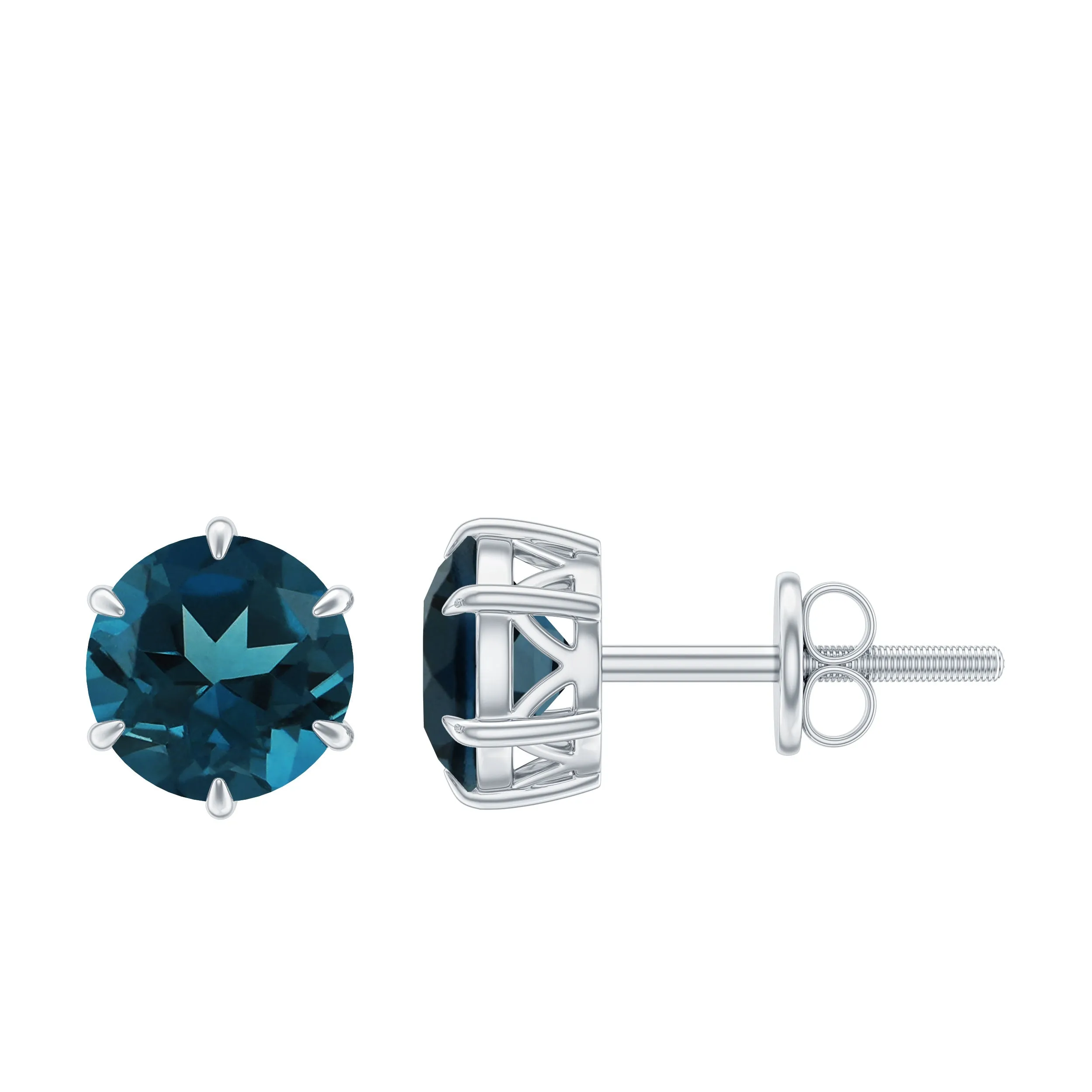 1.50 CT London Blue Topaz Solitaire Stud Earrings