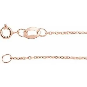 18K Rose 1 mm Diamond-Cut Cable 16" Chain