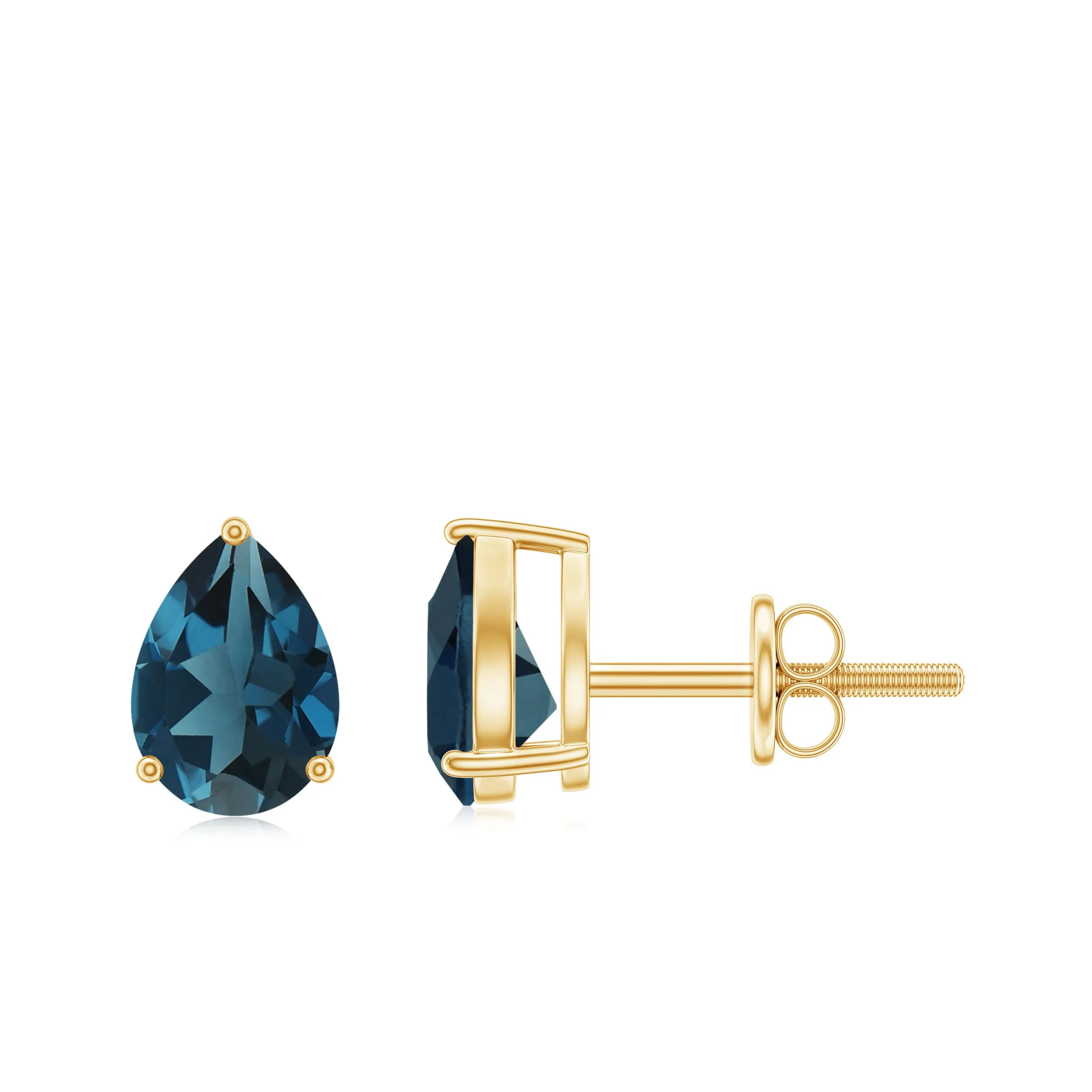 2 CT Pear Cut London Blue Topaz Solitaire Earrings