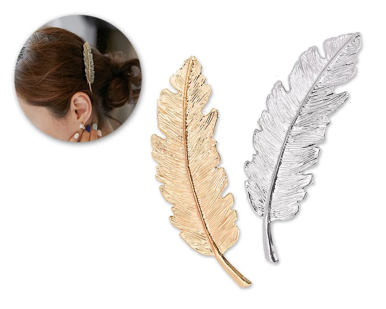 2 Pieces Korean Style Leaf Shaped Hair Clip