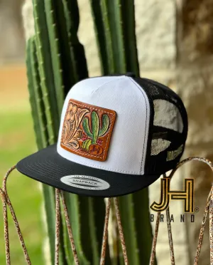 2023 Jobes Leather Patch Trucker - White/Black Cactus Leather patch (Limited Edition)