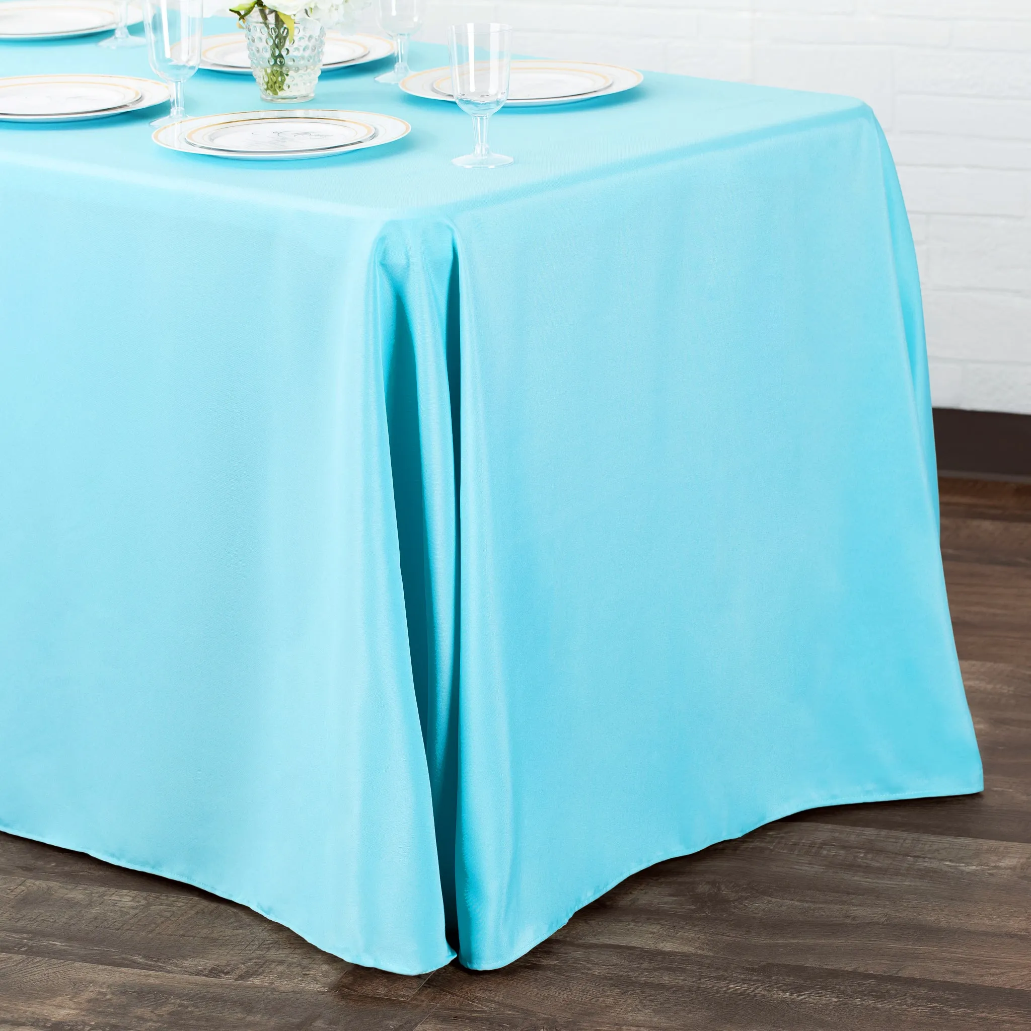 90"x156" Rectangular Oblong Polyester Tablecloth - Aqua Blue