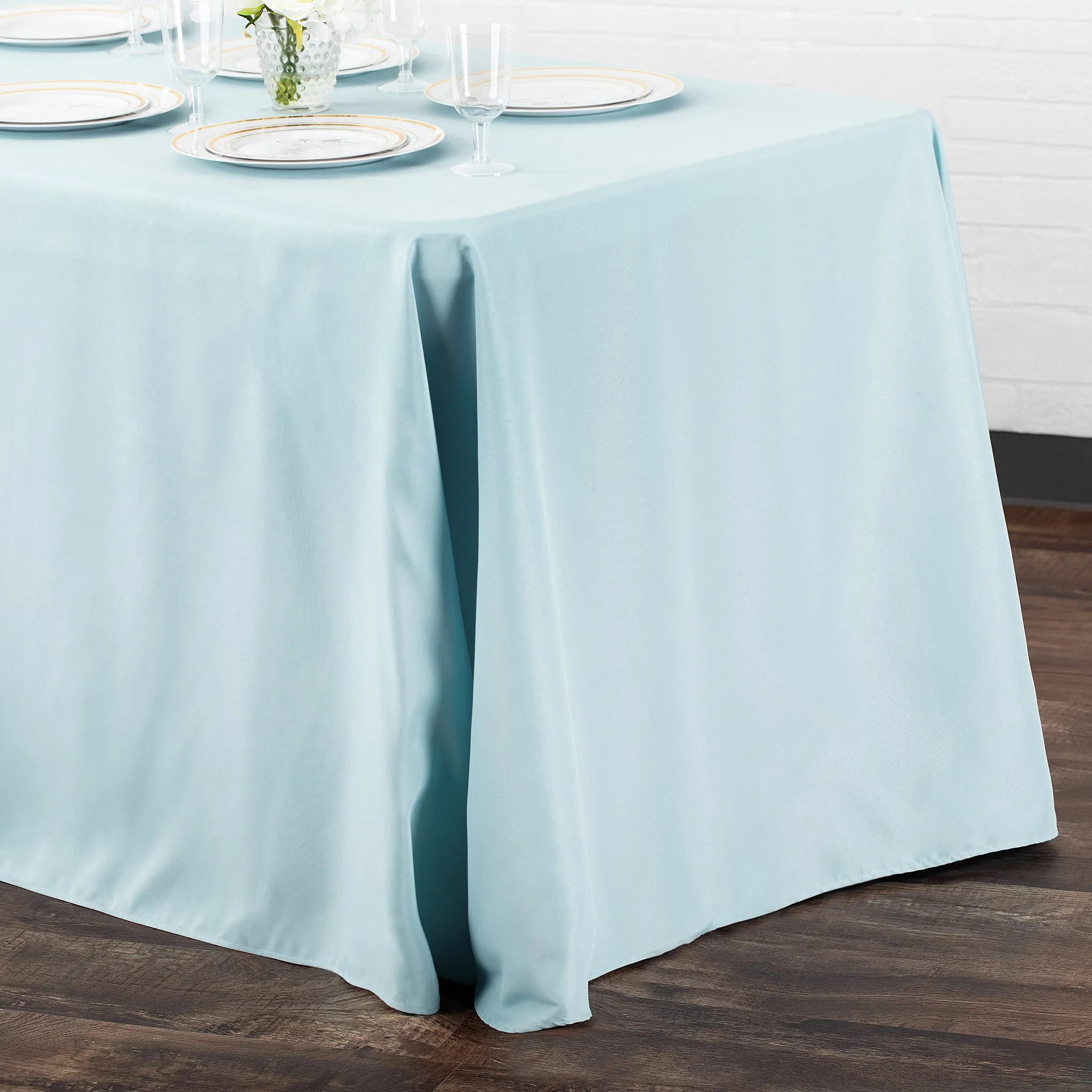 90"x156" Rectangular Oblong Polyester Tablecloth - Baby Blue