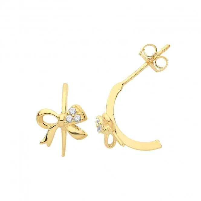 9ct Gold Zirconia Bow Stud Earrings ES1619