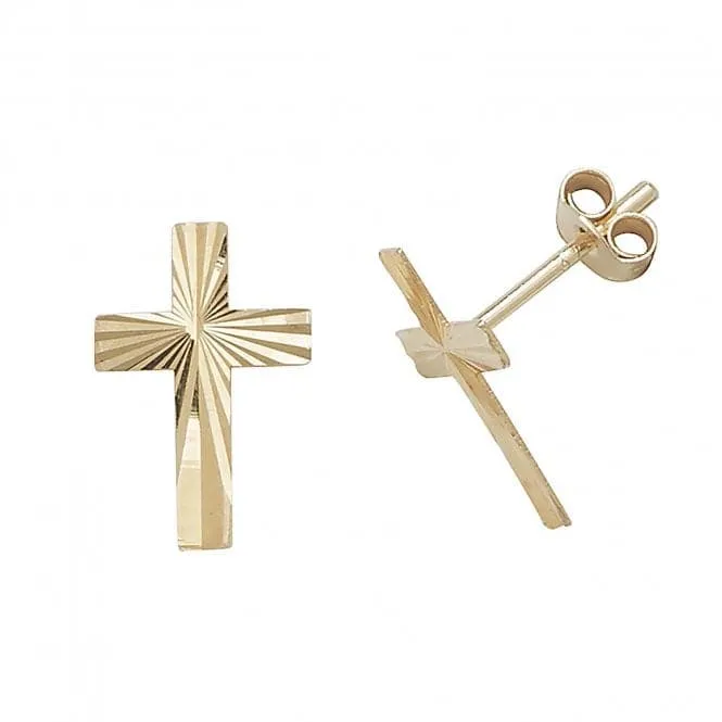 9ct  Yellow  Gold  Cross  Stud  Earrings  ES414