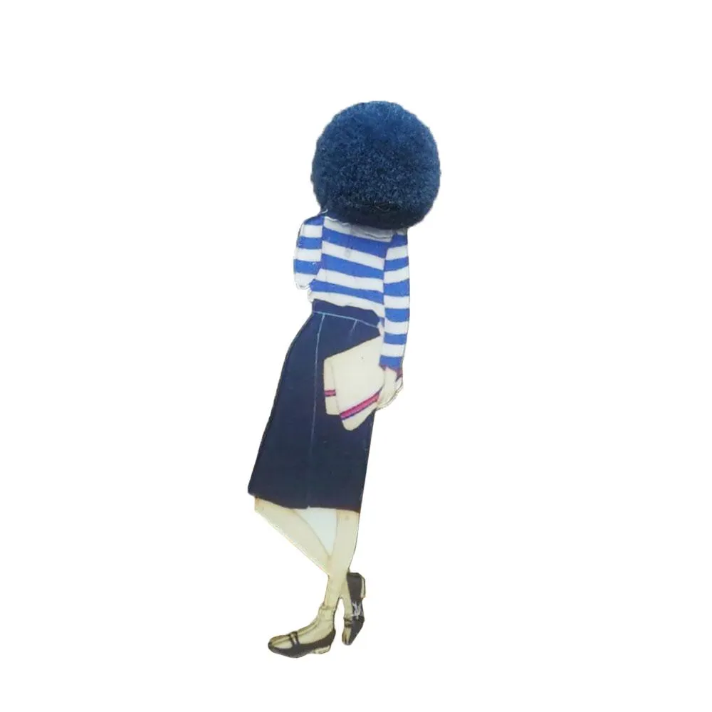 Adorable Girl Cartoon Models Pompom Brooch Pins Accessories