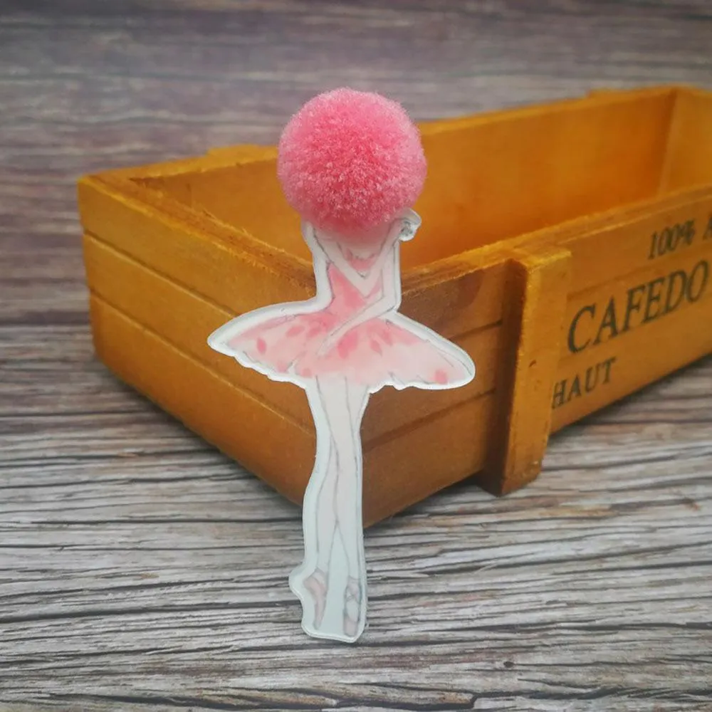 Adorable Girl Cartoon Models Pompom Brooch Pins Accessories