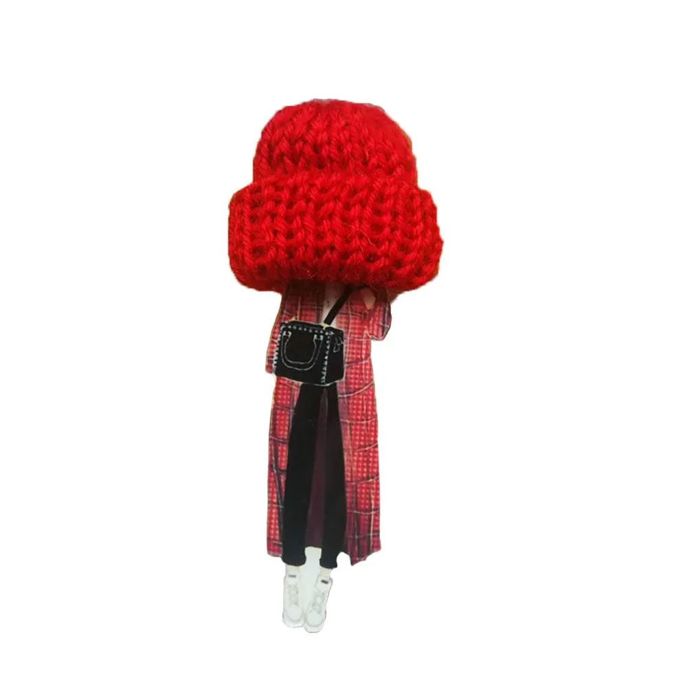 Adorable Girl Cartoon Models Pompom Brooch Pins Accessories