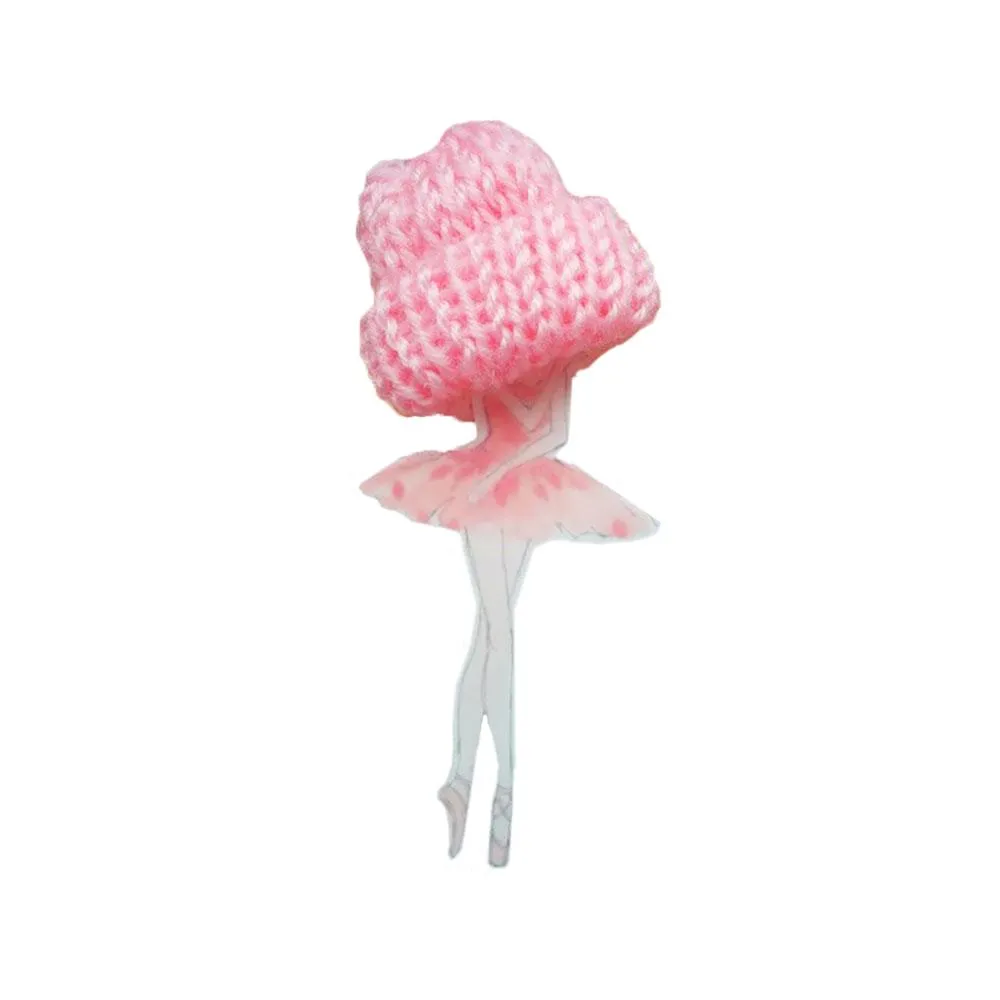 Adorable Girl Cartoon Models Pompom Brooch Pins Accessories