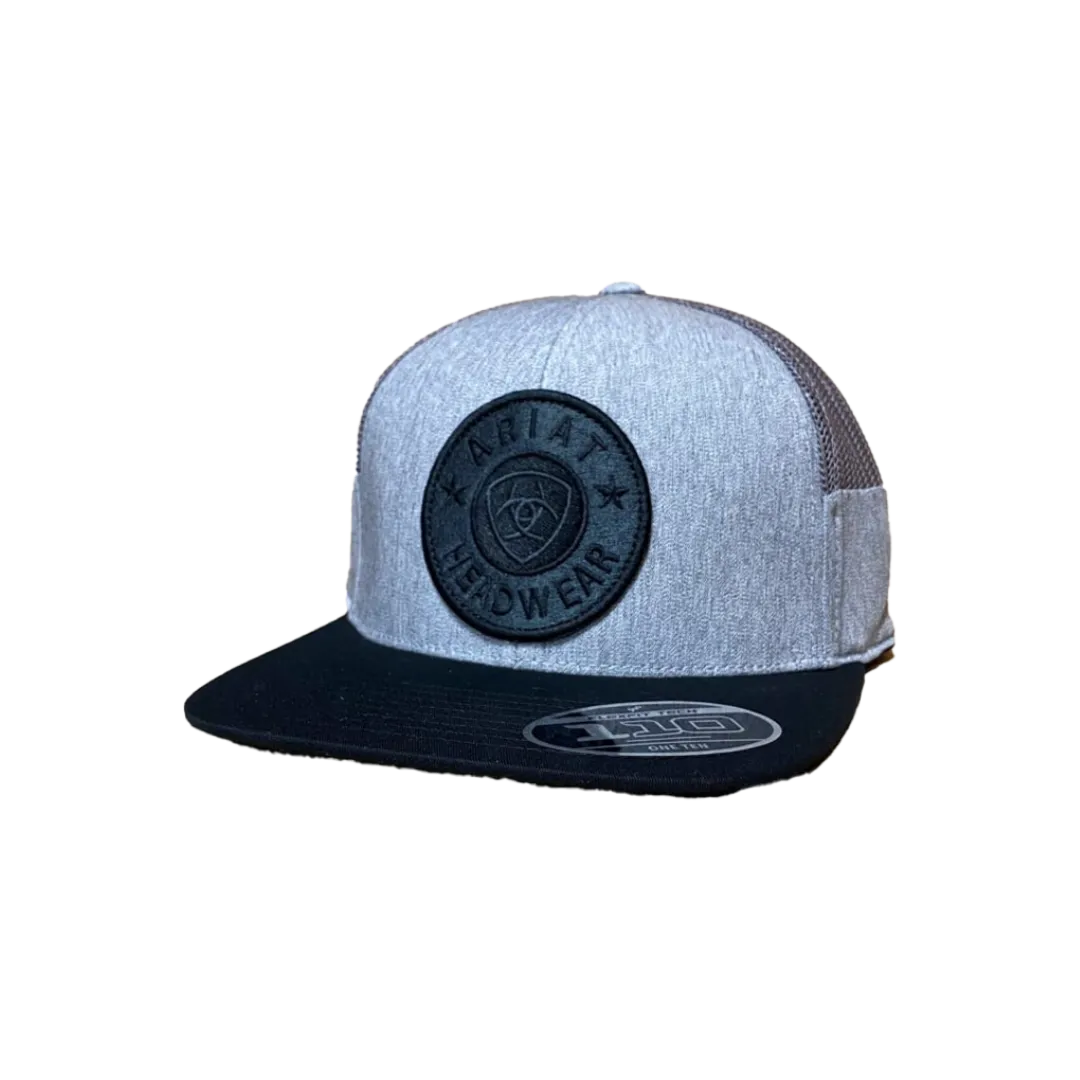 Ariat M&F Grey Cut Out Mesh Round Logo Baseball Cap