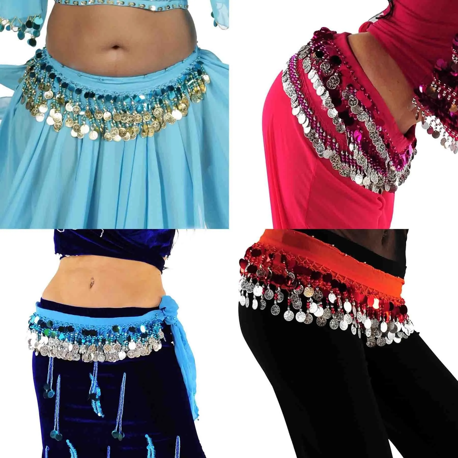 Belly Dance Wholesale Lot of 10 MP Chiffon Multi-Row Hip Scarf