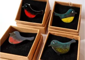 Bird Enamel Brooches - by Jennifer Crockett - JayCee Designs