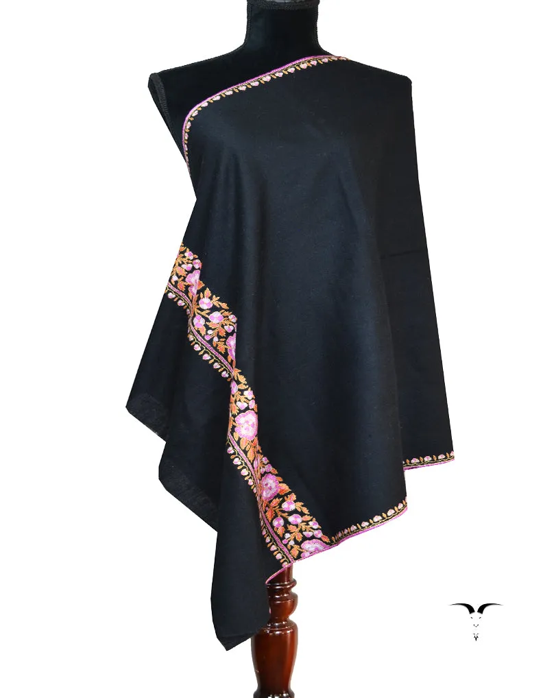 black embroidery pashmina stole 8622