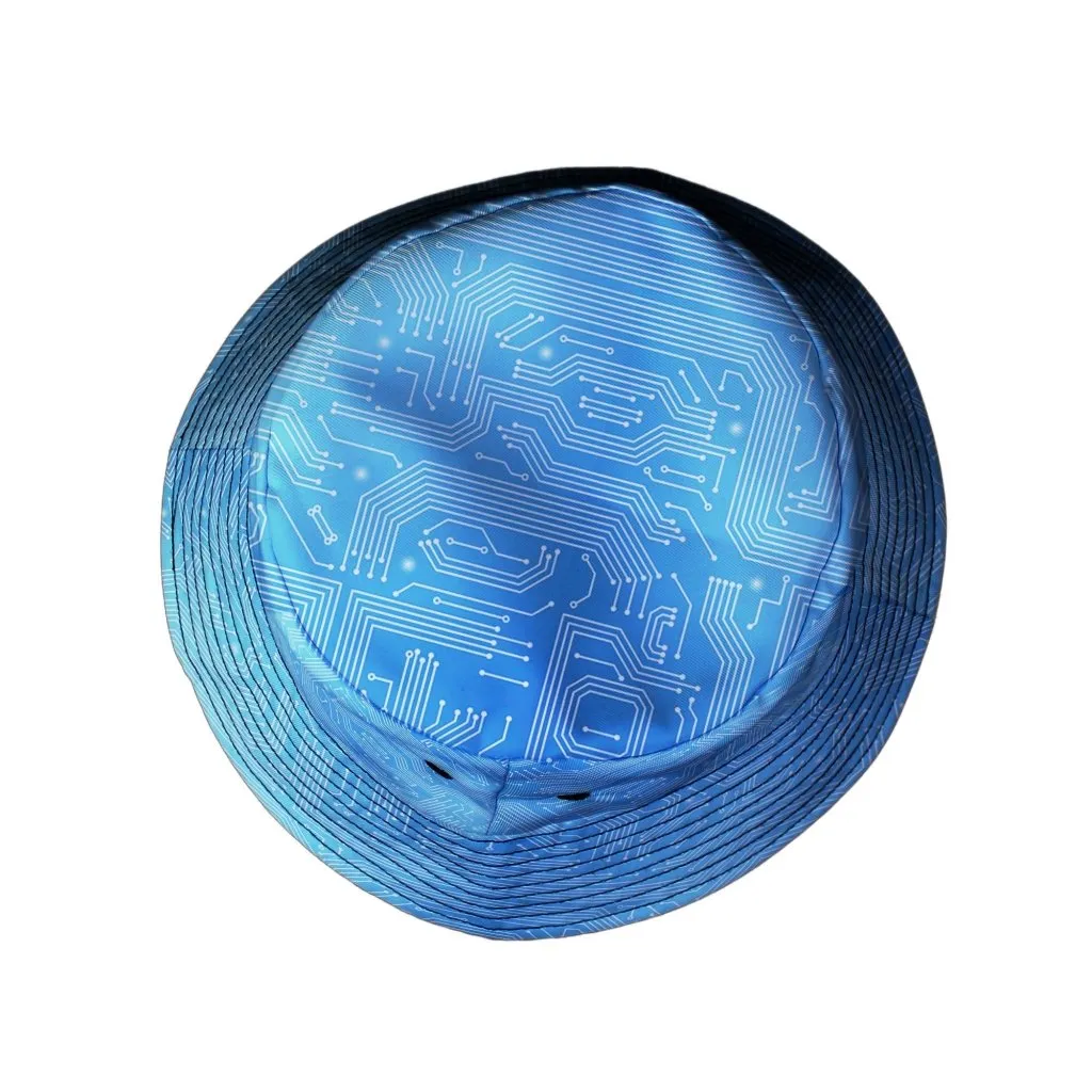 Blue Computer Circuit Board Bucket Hat