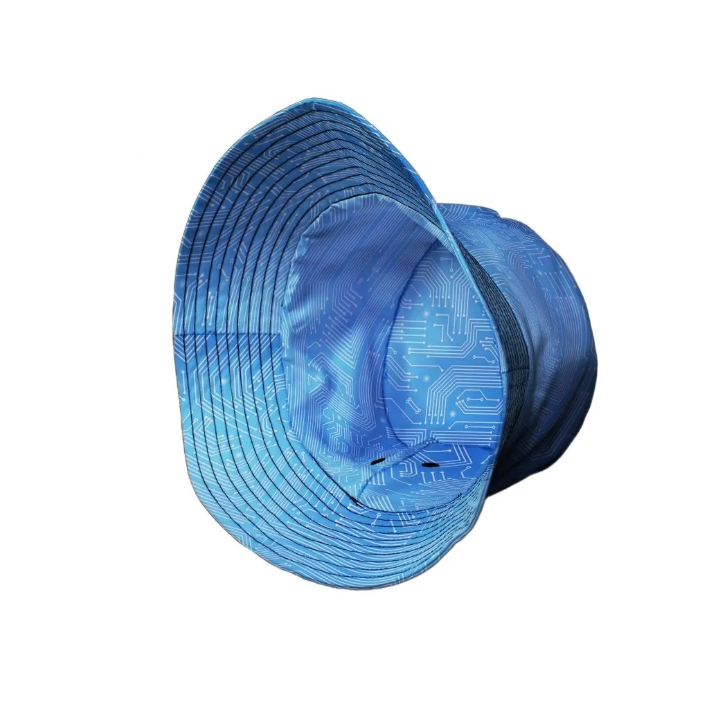 Blue Computer Circuit Board Bucket Hat