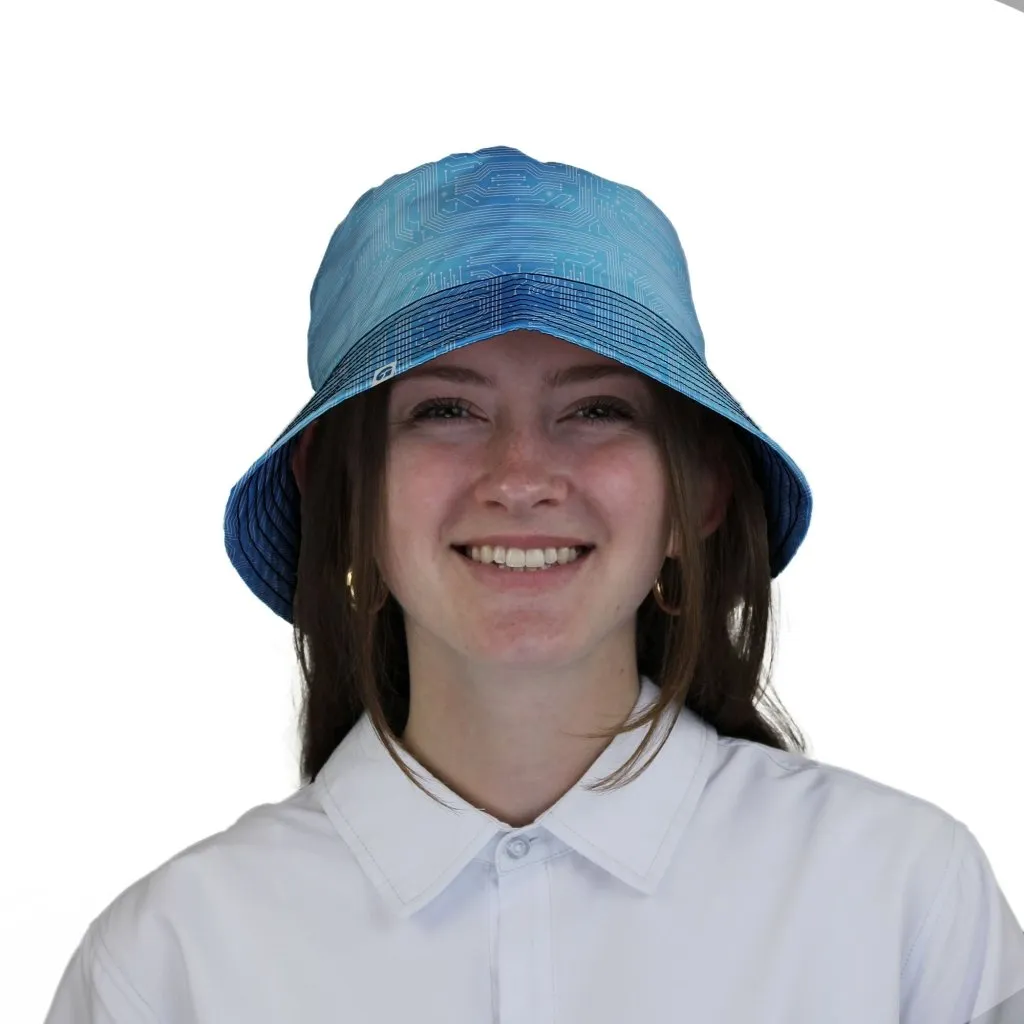 Blue Computer Circuit Board Bucket Hat