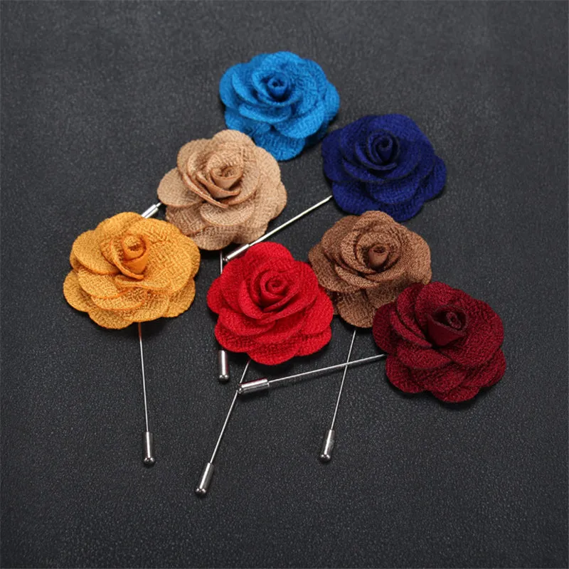 Brooch Flower Lapel Pin 18 Colors Women Men Fabric Rose Brooches Dress Accessories Wedding Party Formal Tuxedo Lapel Flower