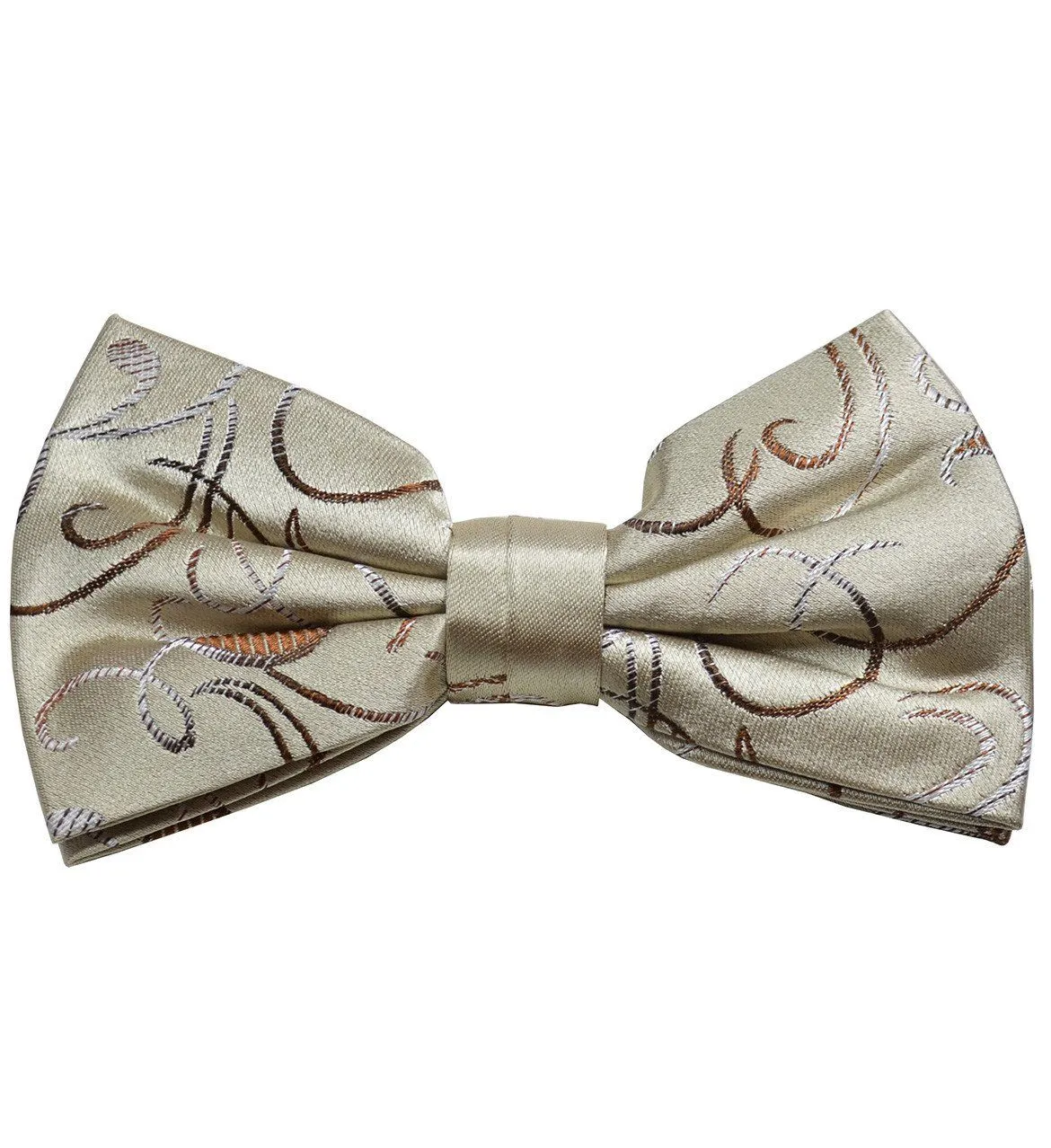 Brown and Tan Silk Bow Tie Set