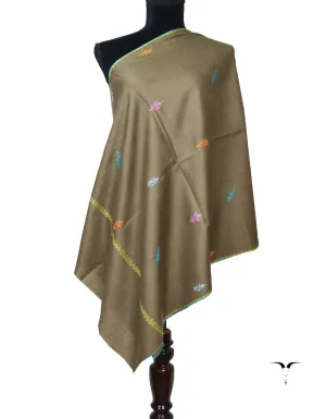 Brown Pashmina Stole In Sozni 5913