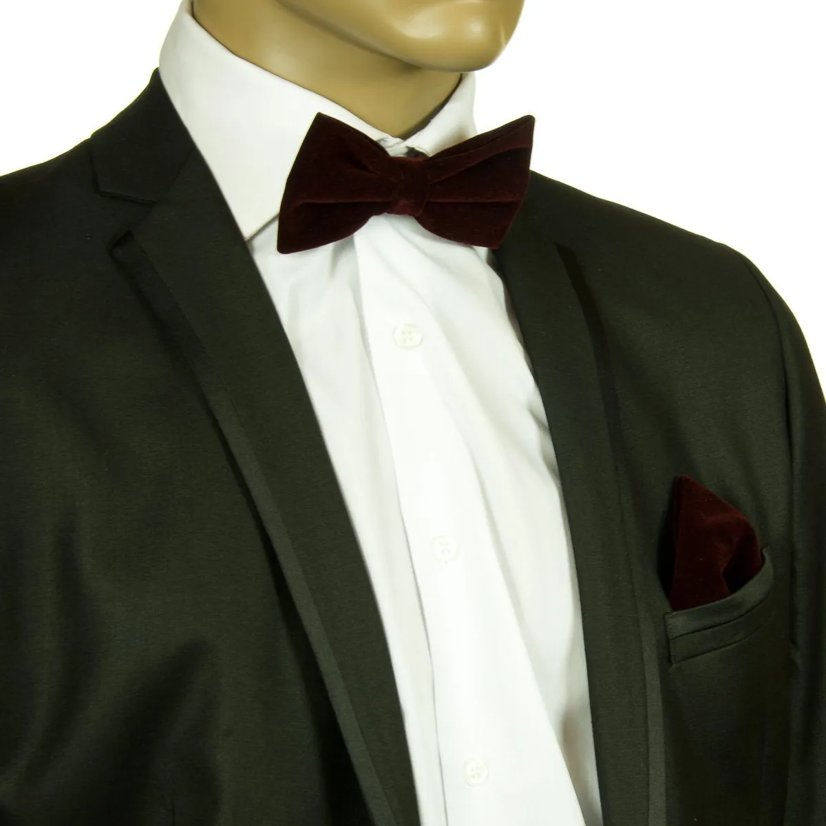 Brown VELVET Bow Tie and Pocket Square Set