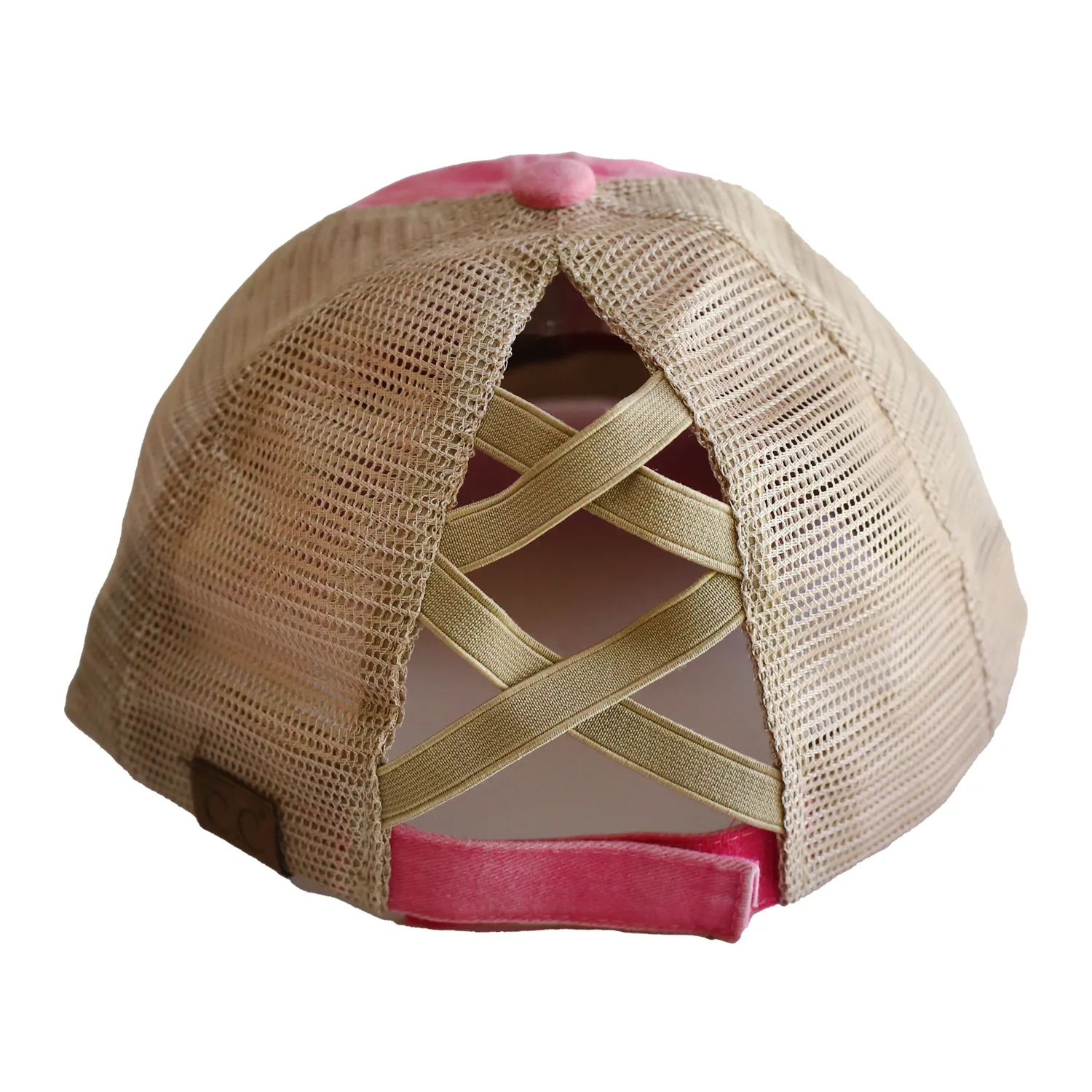 BT-780 C.C Criss Cross Pony Cap PINK/BEIGE