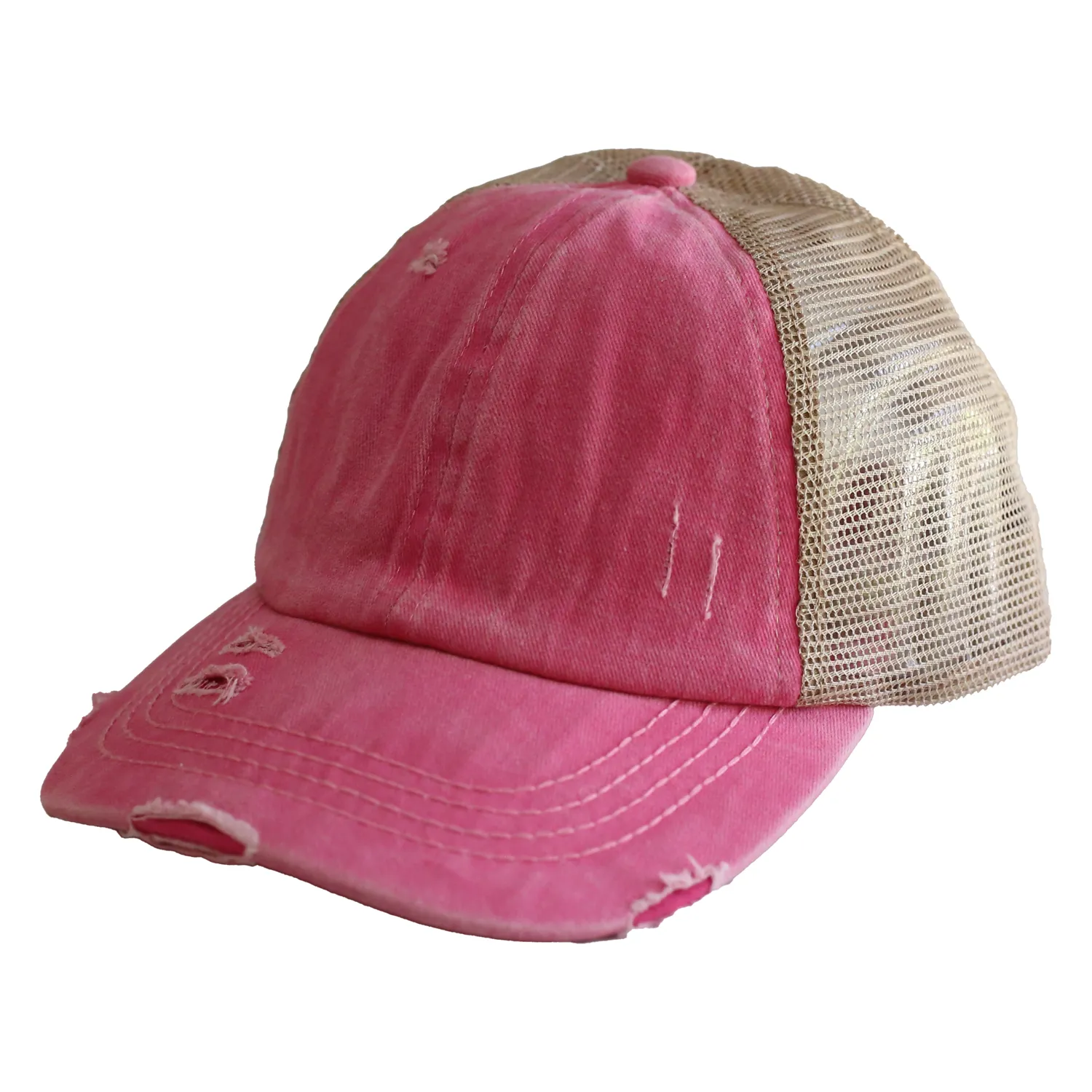 BT-780 C.C Criss Cross Pony Cap PINK/BEIGE