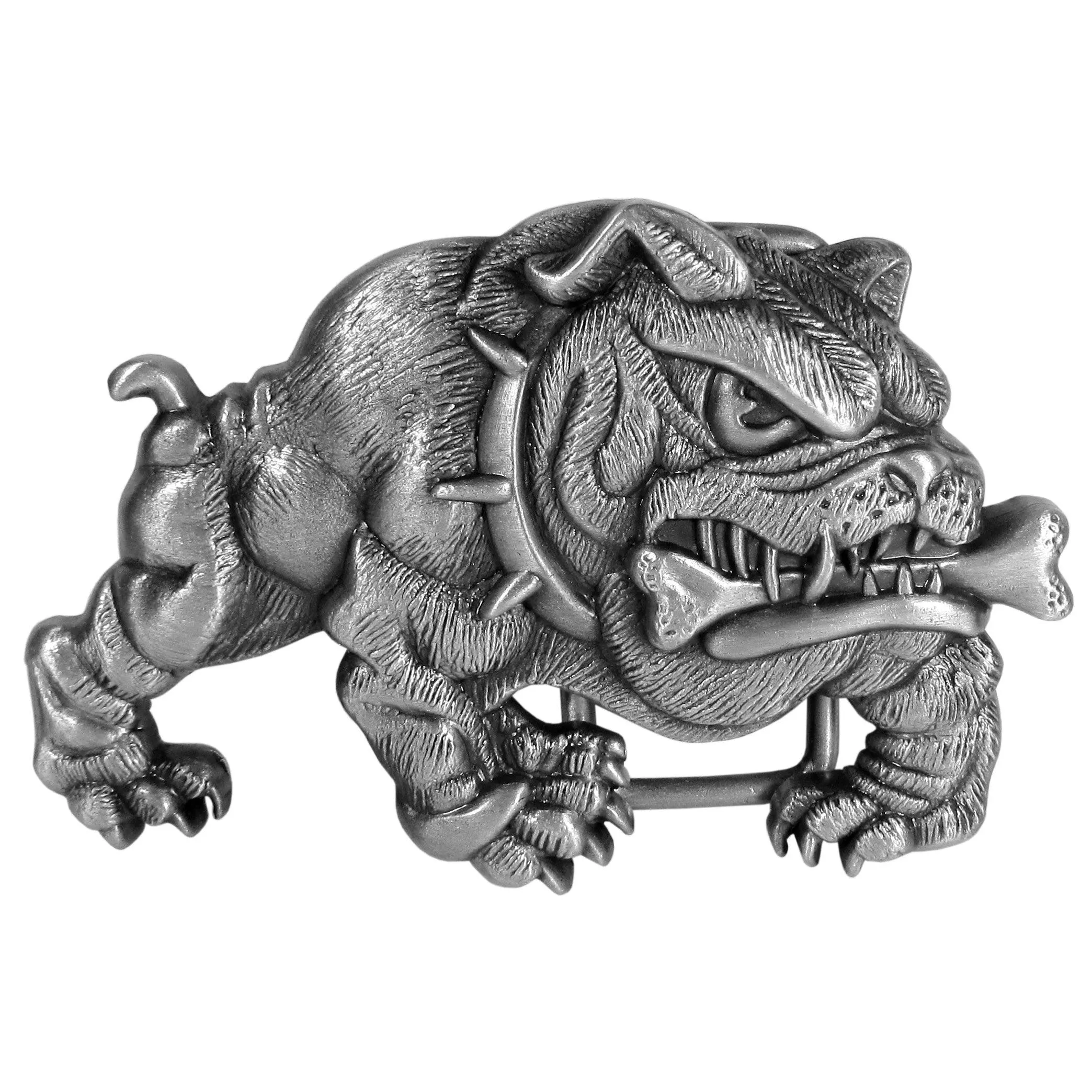 Bulldog with Bone Antiqued Belt Buckle