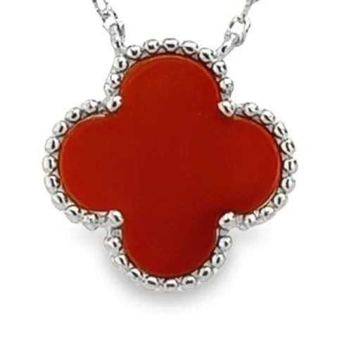 CA163 Red Flower Necklaces 1 Garnet Clover