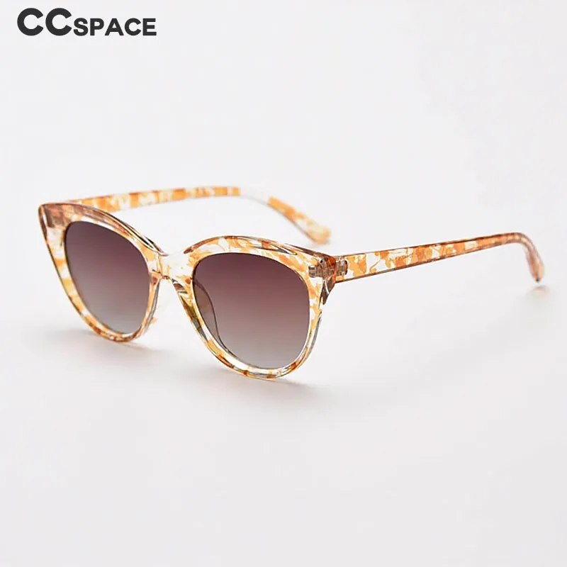 CCspace Women's Full Rim Round Cat Eye Tr 90 Titanium Polarized Sunglasses 55796