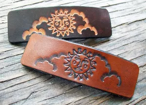 Celestial Sun Leather French Barrette