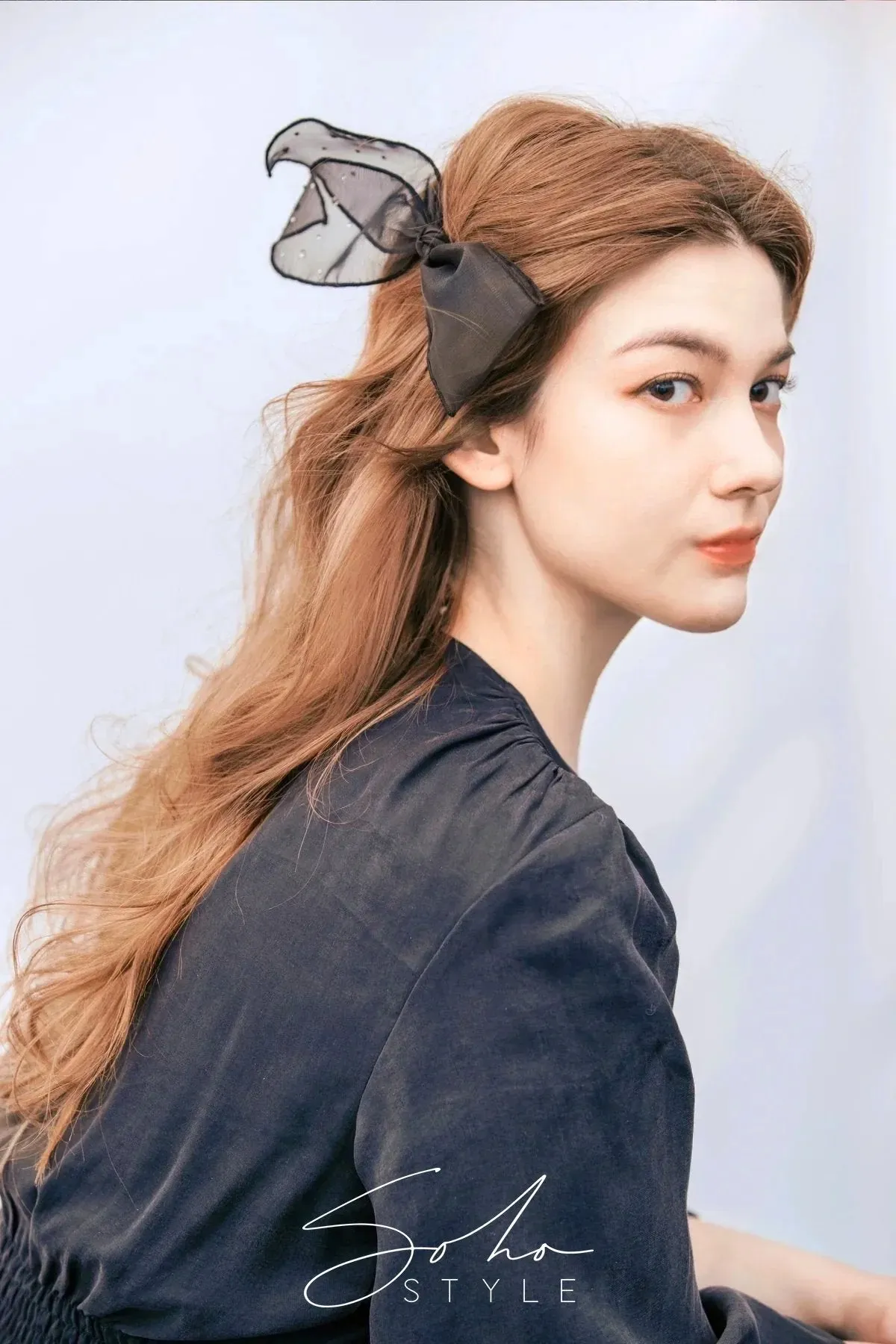 Chiffon Wire-Bow dotty hair barrettes