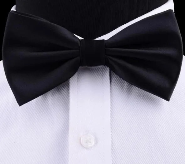 Classy Men Black Silk Pre-Tied Bow Tie