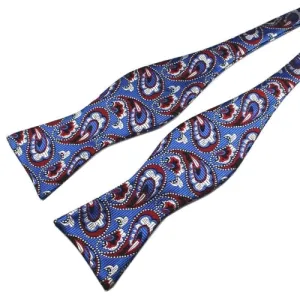 Classy Men Blue Pattern Silk Self-Tie Bow Tie