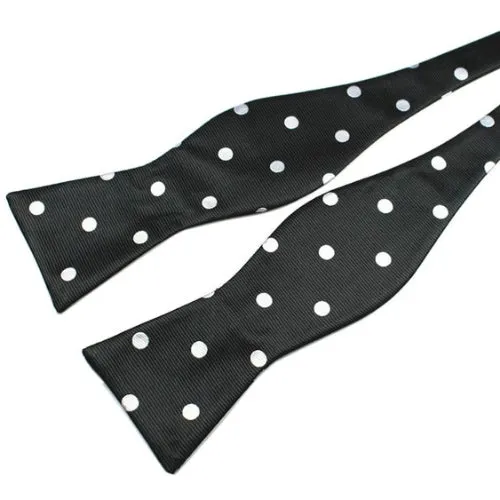 Classy Men White Dotted Silk Self-Tie Bow Tie