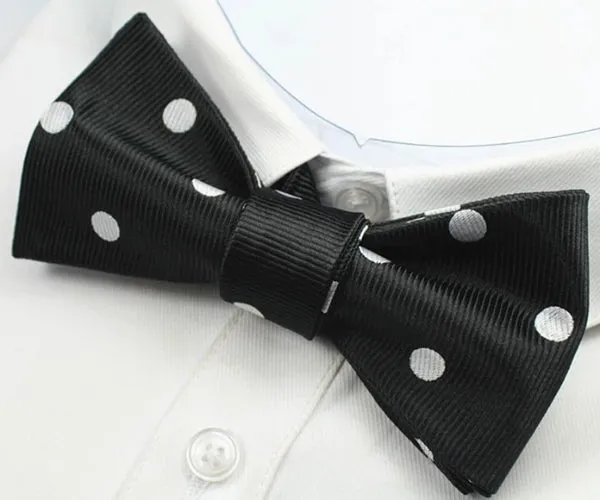 Classy Men White Dotted Silk Self-Tie Bow Tie