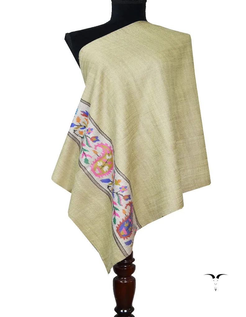 creamy white kani pashmina stole 7790